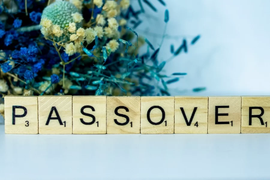 passover spelled out with blocks